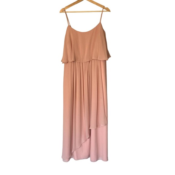 Watters & Watters Pink Chiffon Maxi Bridesmaids Dress in Morganite Size 18W - Picture 1 of 10